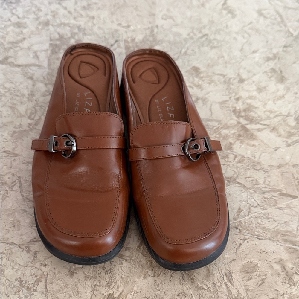 LIZ CLAIBORNE LIZFlex JEMMA Slip on Mules US 6M Brown Flats